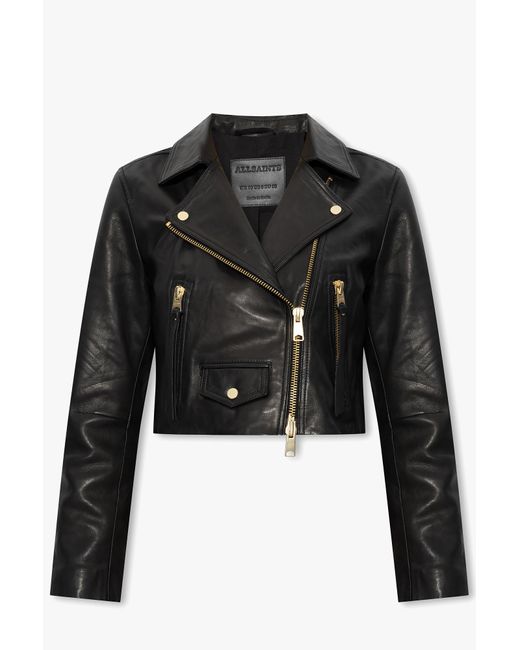 AllSaints Black 'elora' Leather Jacket,