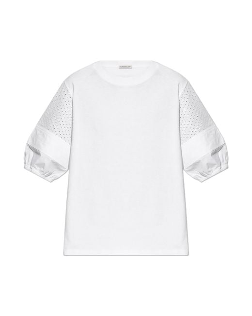 Moncler White Top With Puff Sleeves
