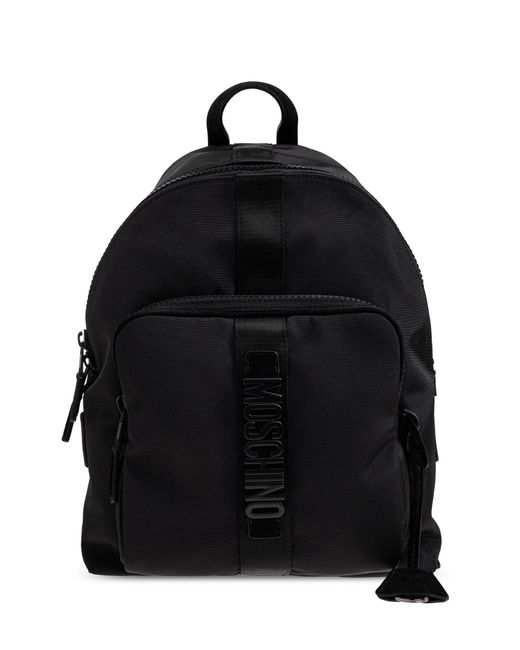 Moschino Black Backpack With Logo for men
