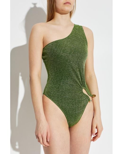 Oseree Green One-Piece Swimsuit With Lurex Thread