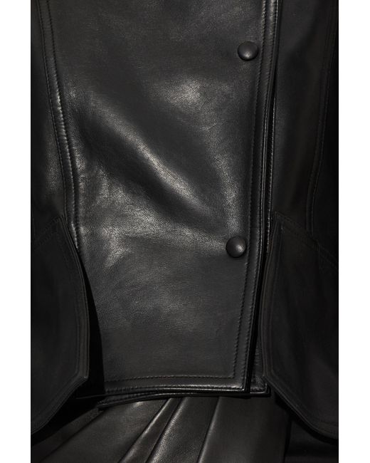 Balmain Black Leather Peplum Jacket