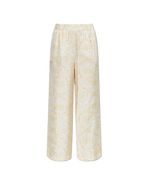 Versace White Silk Trousers