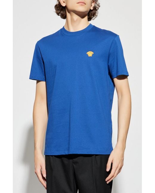 Versace Blue T-Shirt With Patch for men