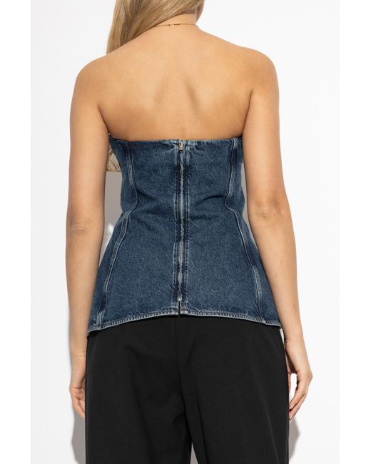 Agolde Blue Strapless Denim Top