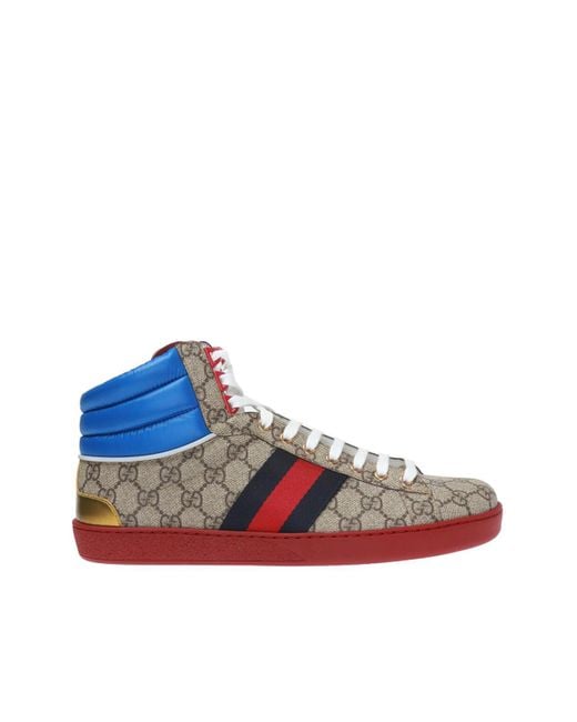 Gucci Brown Ace GG High-top Sneakers for men