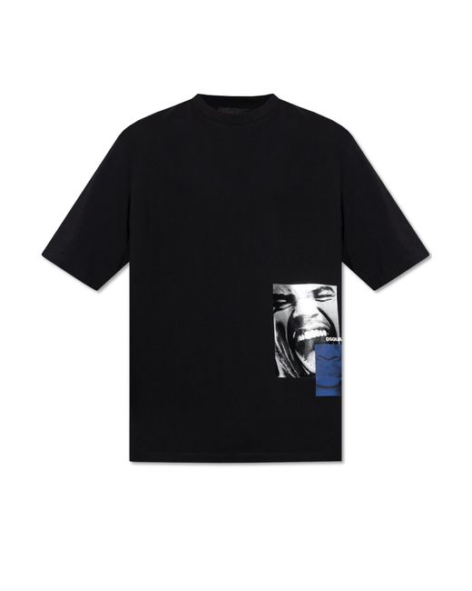 DSquared² Black Printed T-Shirt for men