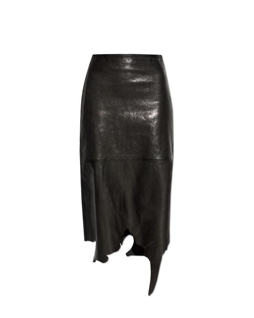 DIESEL Black Leather Skirt 'L-Torn'