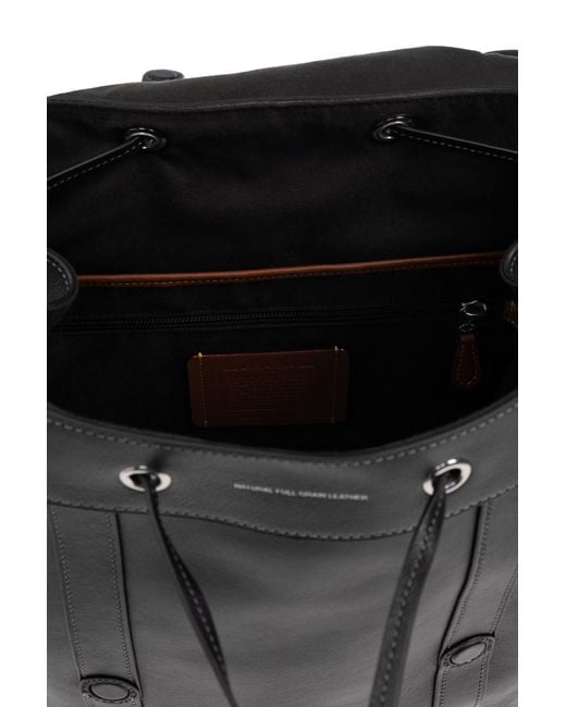 COACH Black Leather Backpack Hitch for men
