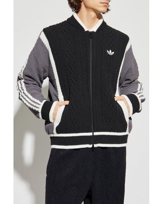 Adidas Originals Black Cardigan With Decorative Knit for men