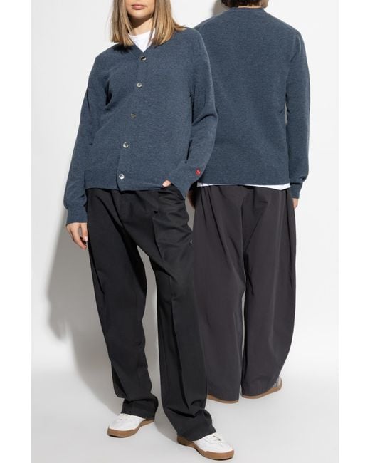 COMME DES GARÇONS PLAY Blue Cardigan With Logo Patch