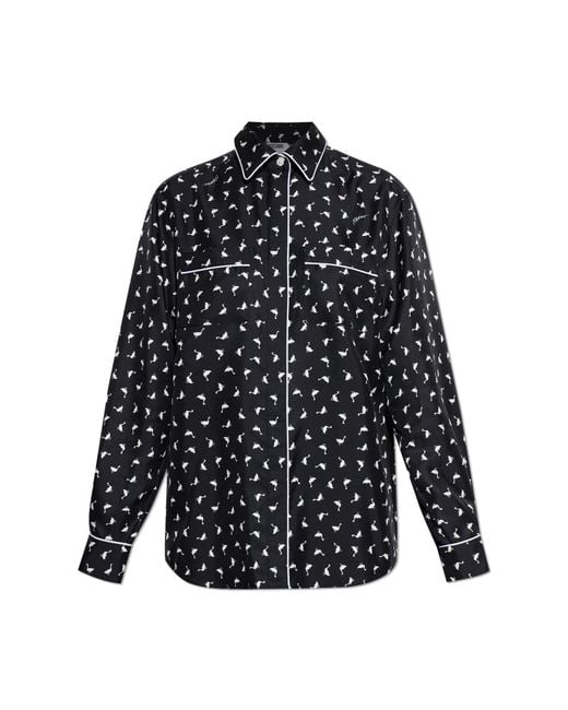 Moschino Black Silk Shirt With Print