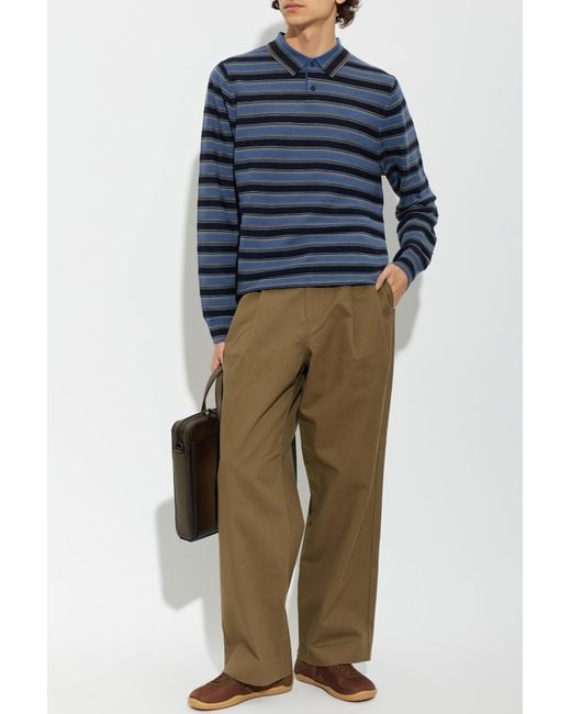 Paul Smith Green Wool Pleated Trousers for men