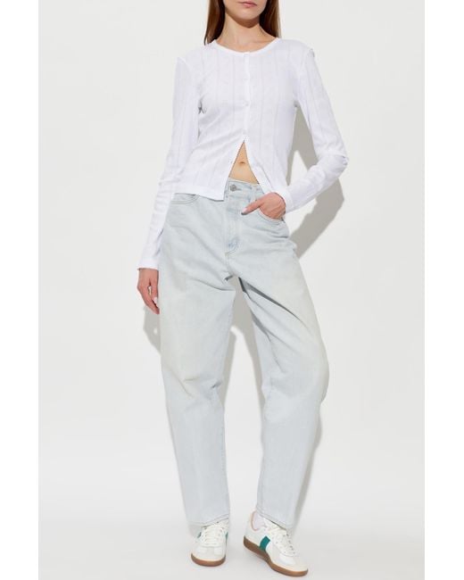 Ganni White Fitted Cardigan