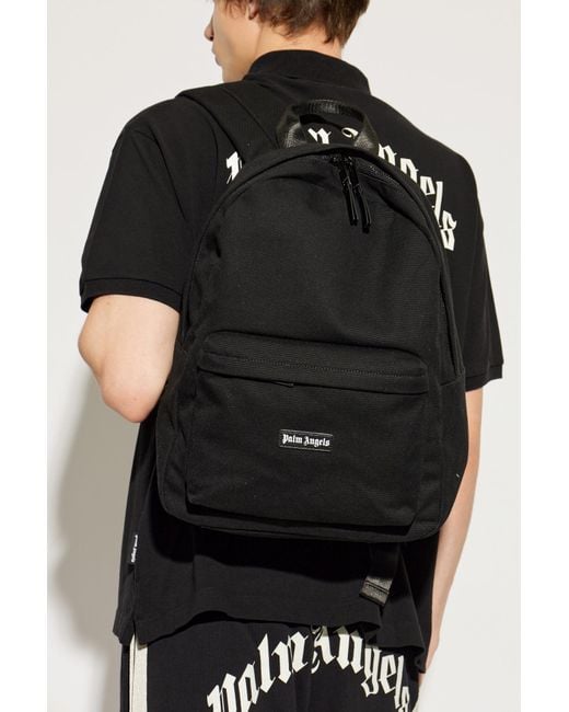 Palm Angels Black Backpack With Logo for men