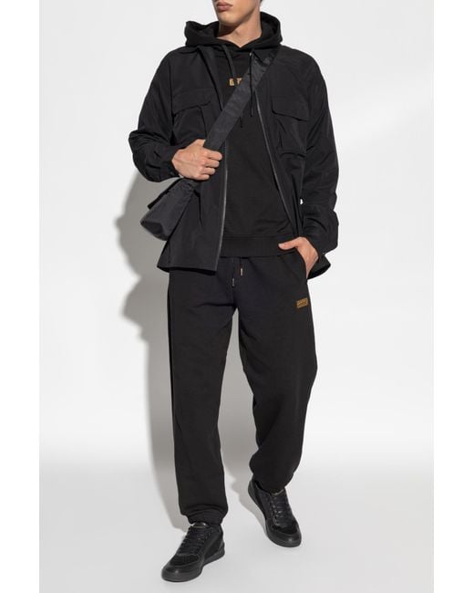 Versace Jeans Couture Black Jacket With Raised Logo On The Back for men