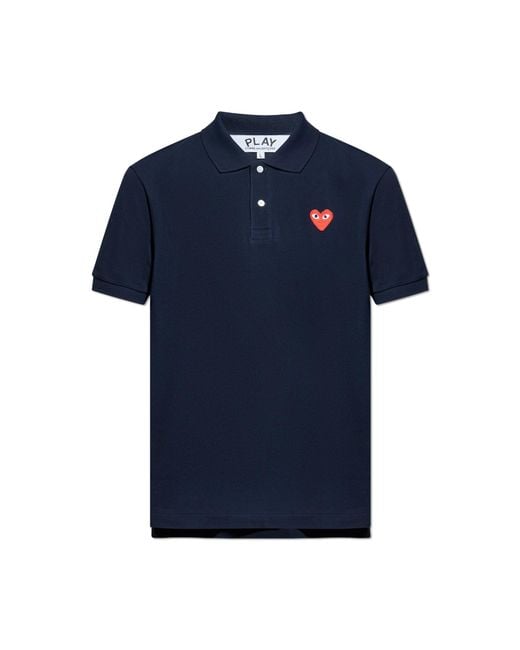 COMME DES GARÇONS PLAY Blue Polo With Logo Patch for men