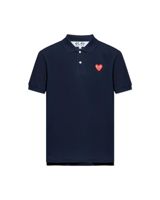 COMME DES GARÇONS PLAY Blue Polo With Logo Patch for men
