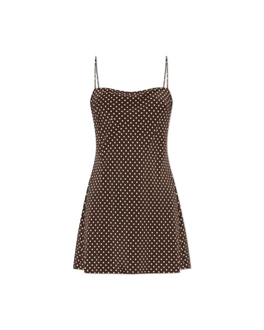Matteau Brown Silk Dress With Polka Dot Pattern