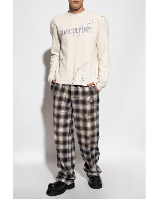 M I S B H V Black Plaid Trousers for men