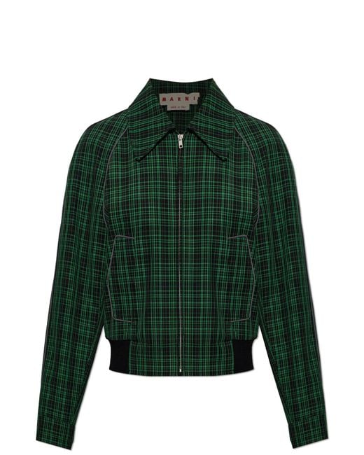Marni Green Wool Checked Jacket