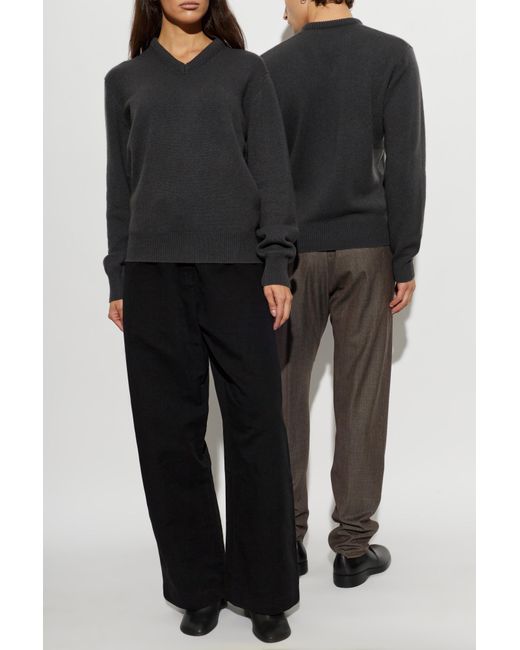 Lemaire Black Cashmere V-Neck Sweater