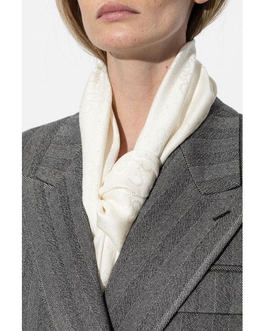 Ferragamo White Scarf With Lurex Thread And Shimmering Sequins