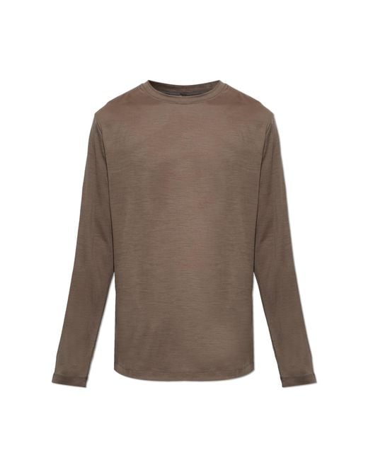 Sease Brown Wool Long Sleeve T-Shirt for men