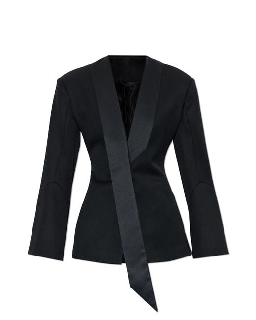 The Attico Black Blazer With Satin Shawl