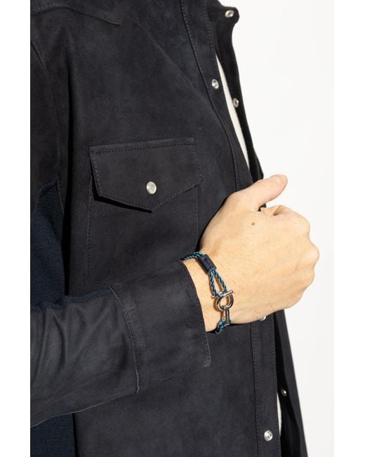 Ferragamo Blue Leather Bracelet for men