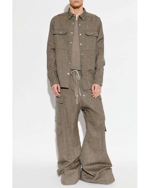Rick Owens Gray Wool Shirt for men
