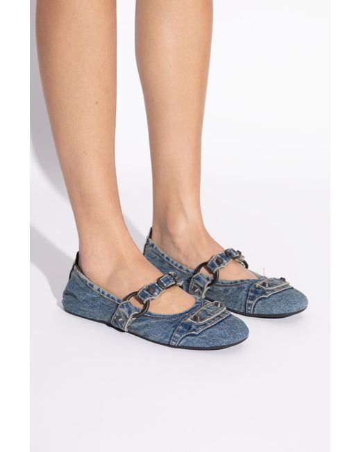 Balenciaga Blue "City" Denim Ballerinas