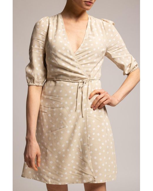 beige polka dot dress