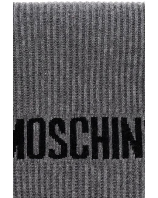 Moschino Gray Scarf With Logo