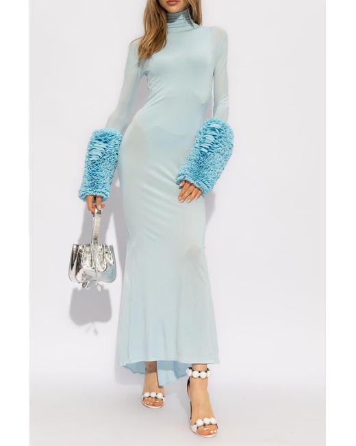 Alaïa Blue Dress With Decorative Sleeves, , Light