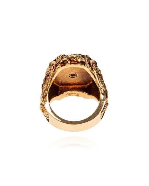 Versace Black Ring With Medusa Head Motif for men