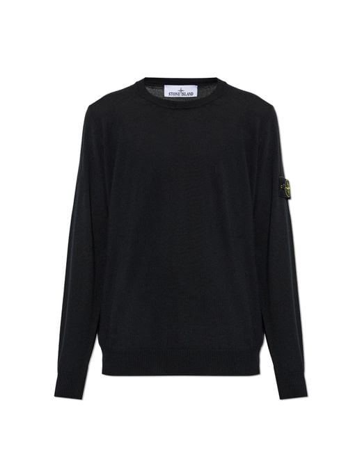 Stone Island Black Wool Sweater for men