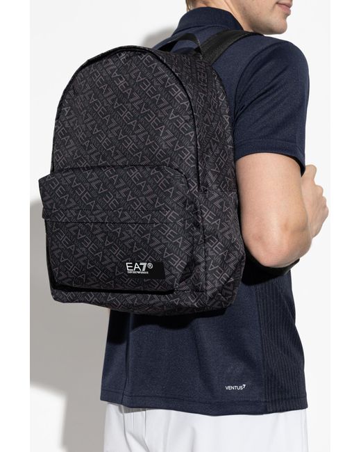 EA7 Black Monogram Backpack