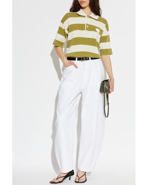 AMI Yellow Striped Pattern Polo
