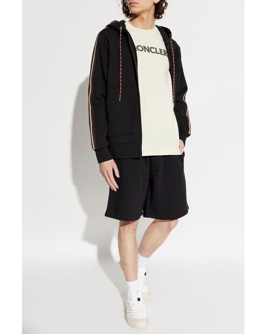 Moncler Black Shorts With Logo Patch for men