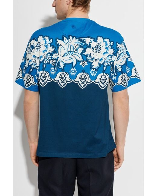 Etro Blue Patterned T-Shirt for men