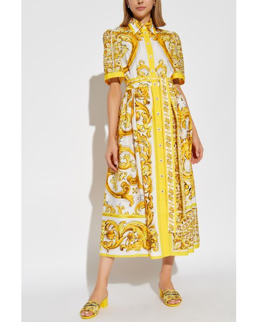 Dolce&Gabbana Yellow Coat with Flowers Buttons main image 1