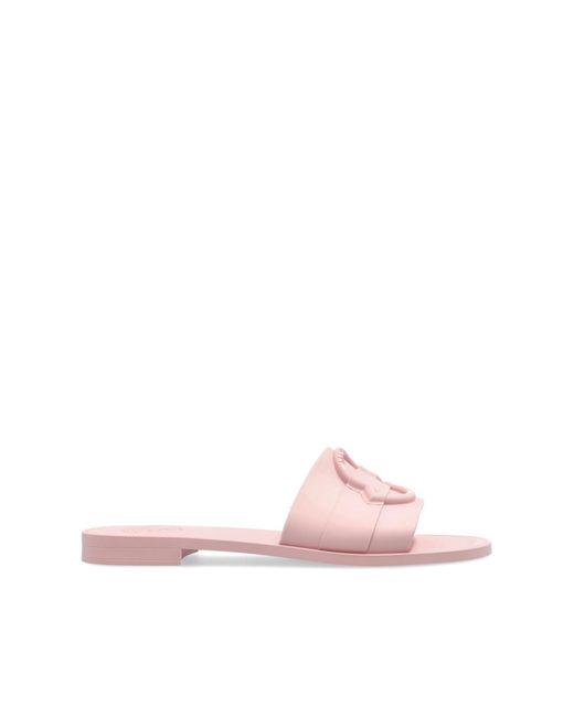 Moncler Pink Slides With Logo