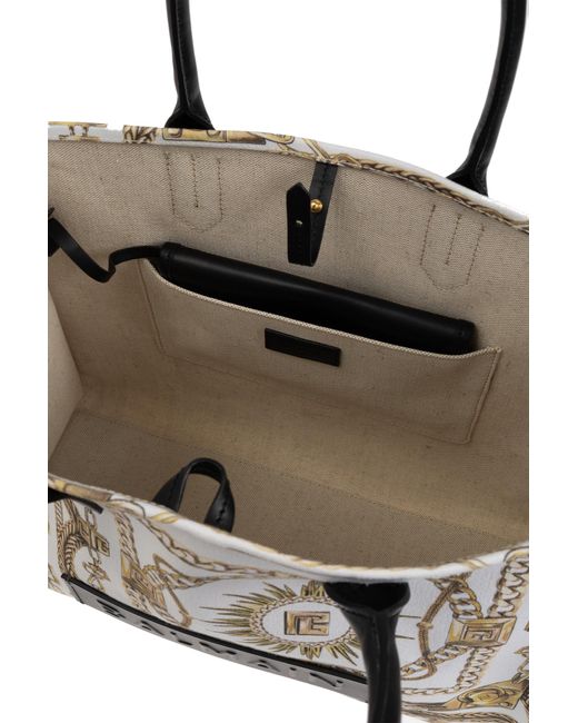 Balmain White "B-Army Medium" Shopper Bag