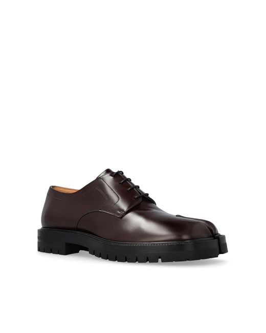 Maison Margiela Brown Leather Shoes With Tabi Toe for men