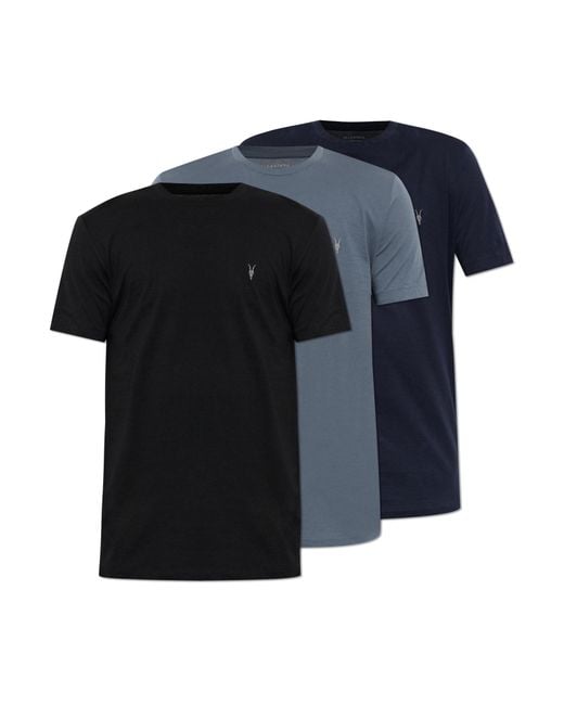 AllSaints Black Three-Pack Of 'Tonic' T-Shirts for men