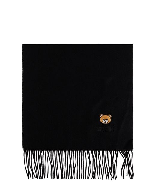 Moschino Black Wool Scarf With Logo