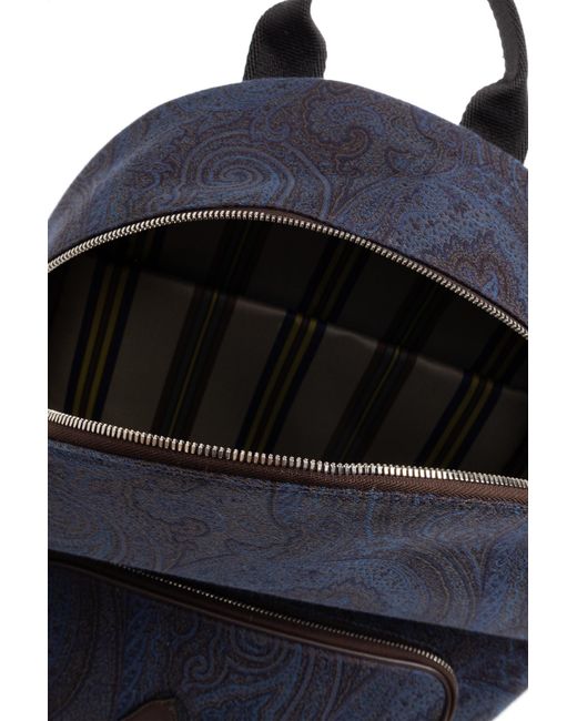 Etro Black Patterned Backpack With Logo for men