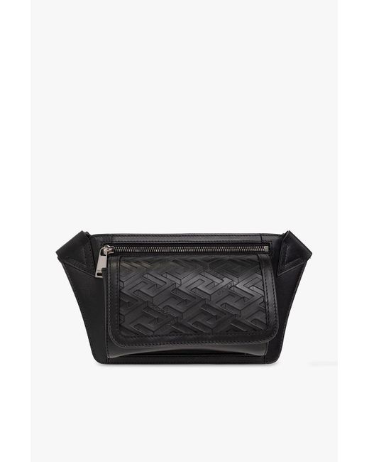 Versace Black La Greca Belt Bag for men