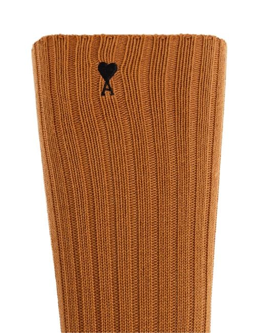 AMI Brown Socks With Logo