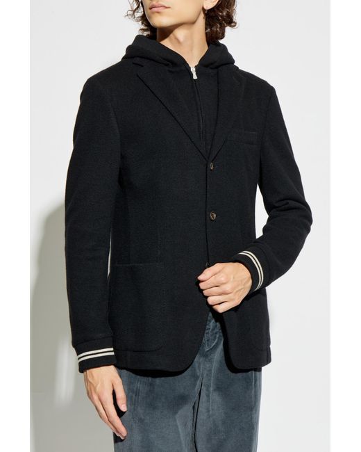 Eleventy Black Jacket With Detachable Hood for men